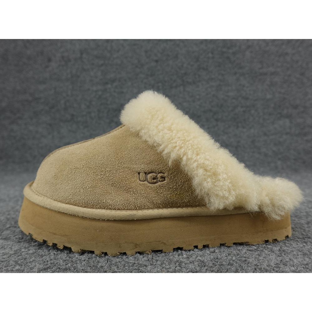 UGG Disquette Slipper Womens 9 Chestnut Suede Platform Sheepskin 1122550